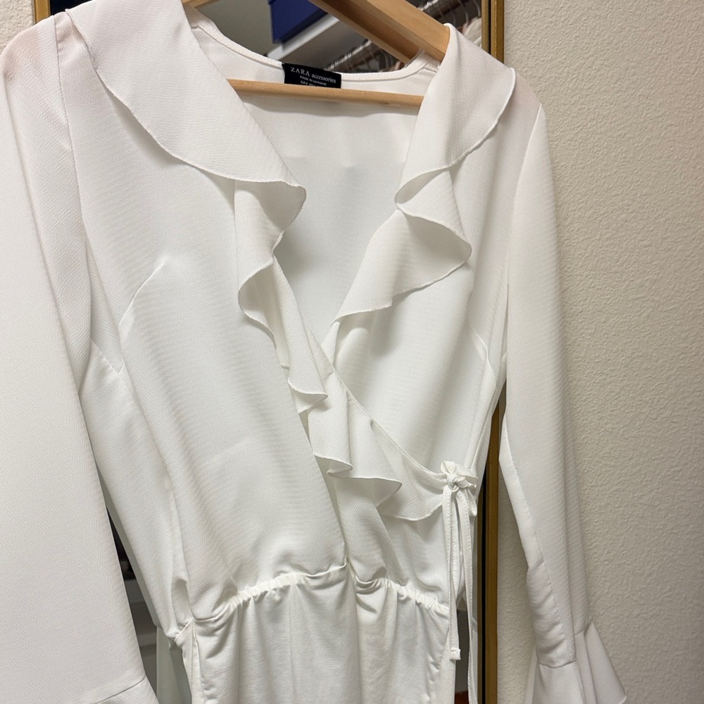 Zara Ivory Ruffle Wrap Bodysuit